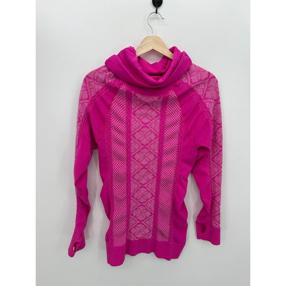 Athletic Essentials Cowl Neck Pullover Size L Pink Workout Running Sweatshirt - Picture 1 of 6